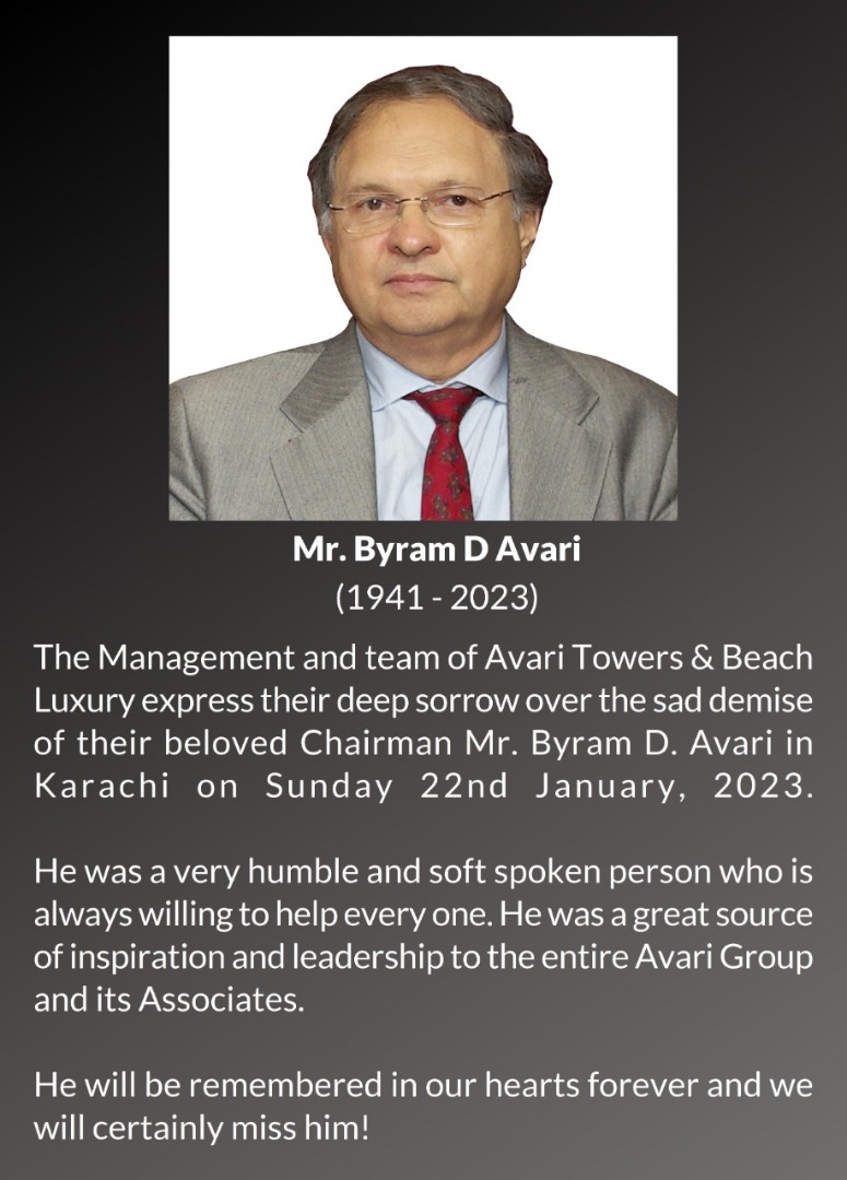 Mr. Byram D Avari, Chairman, Avari Hotels Limited and former Chairman, PHA on Sunday 22-01-2023